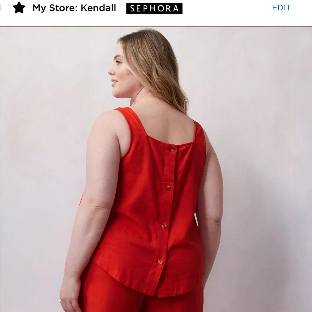 NWT$30  Lauren Conrad Orange Button Detail Tank Blouse XXL - Picture 4 of 10